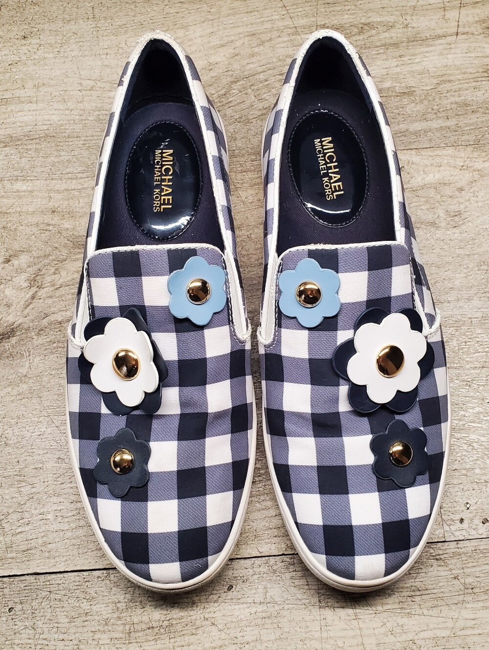 Michael Kors Keaton Floral Gingham Slip On Sneakers Size 8